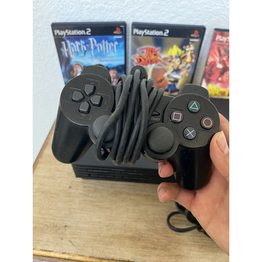 Sony PS2 Fat Console Bundle w/ 3 Games, OEM Controller, Cables - Tested Read